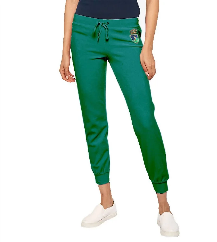 Soft wool tight trousers for women with cozy, refined fabric for cold weather -Women's Hatbox Laurex Crest Velour Zuma Pants S In Green