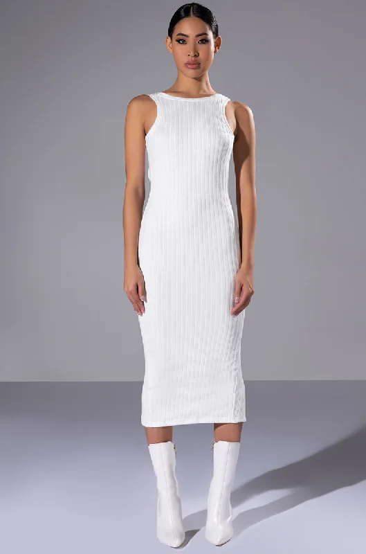 HAILEY SLEEVELESS HIGH NECK KNIT MIDI DRESS