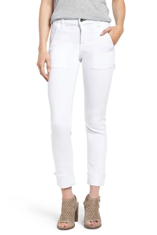 Stretchy tight trousers for women with soft fabric and flexible fit -Carpenter Skinny Jean In White