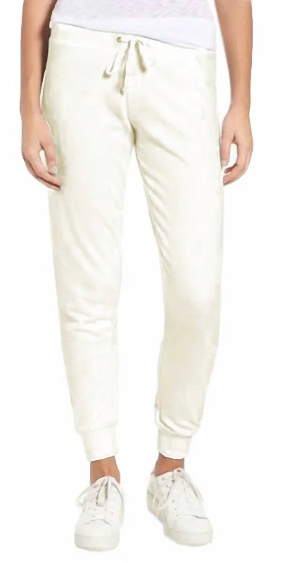 Classic slim-fit tight trousers for men with durable fabric for daily wear -Angel Microterry Zuma Pants In Ivory