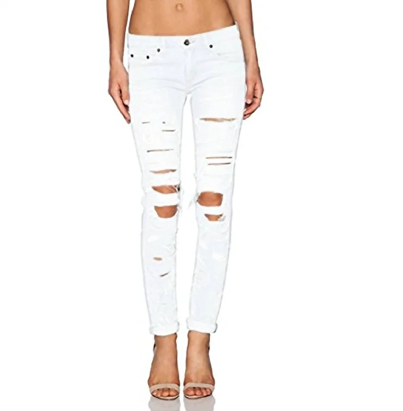 Elegant tight trousers for women with high-quality wool fabric for refined look -Thrash Jeans In White Denim