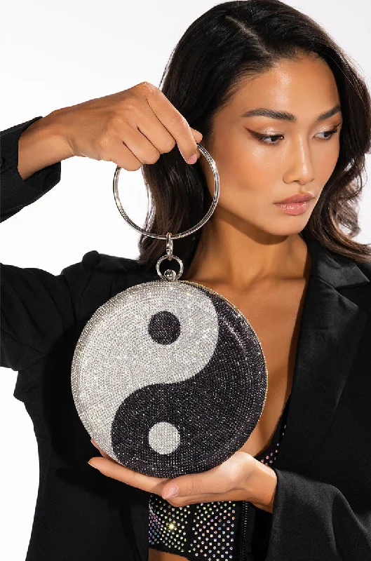 YIN TO YOUR YANG RHINESTONE CLUTCH