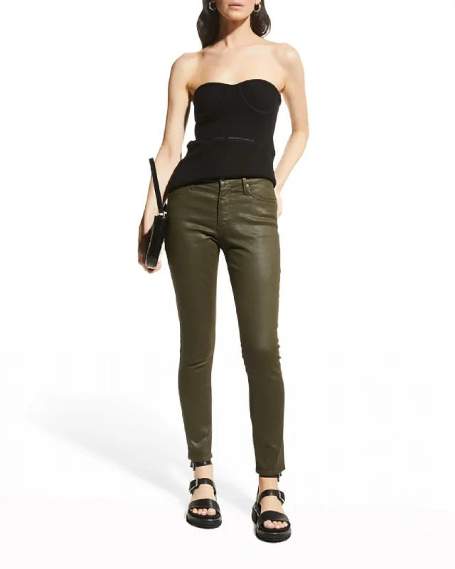 Soft fabric tight trousers for women with breathable material for year-round wear -Farrah Skinny Ankle In Shady Moss