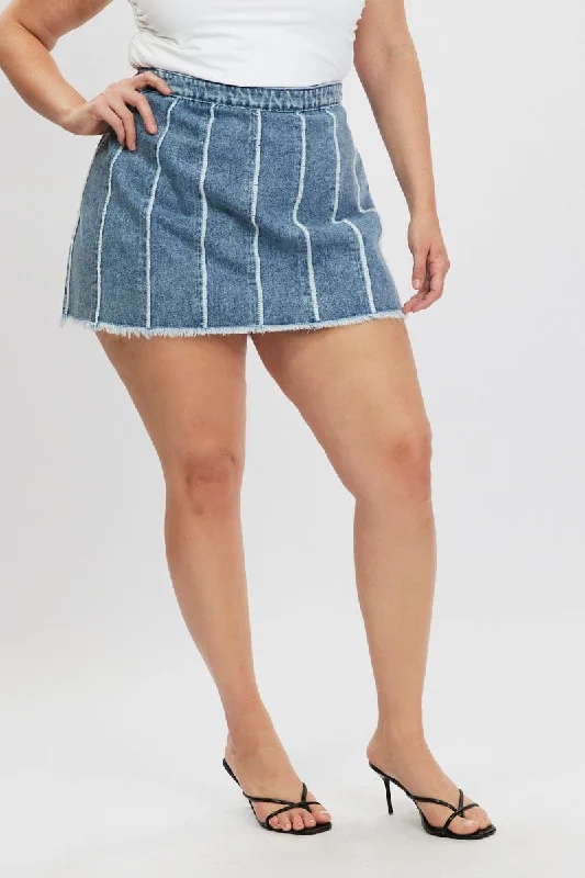 Mini Dresses for Summer Vacations -Denim Frayed Denim Mini Skirt