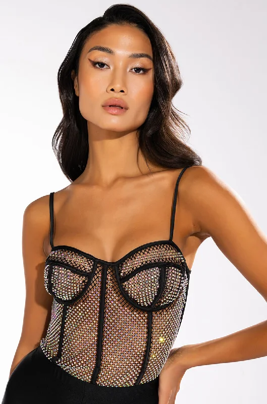 I LIKE THE WAY U MOVE RHINESTONE MESH SLEEVELESS BODYSUIT