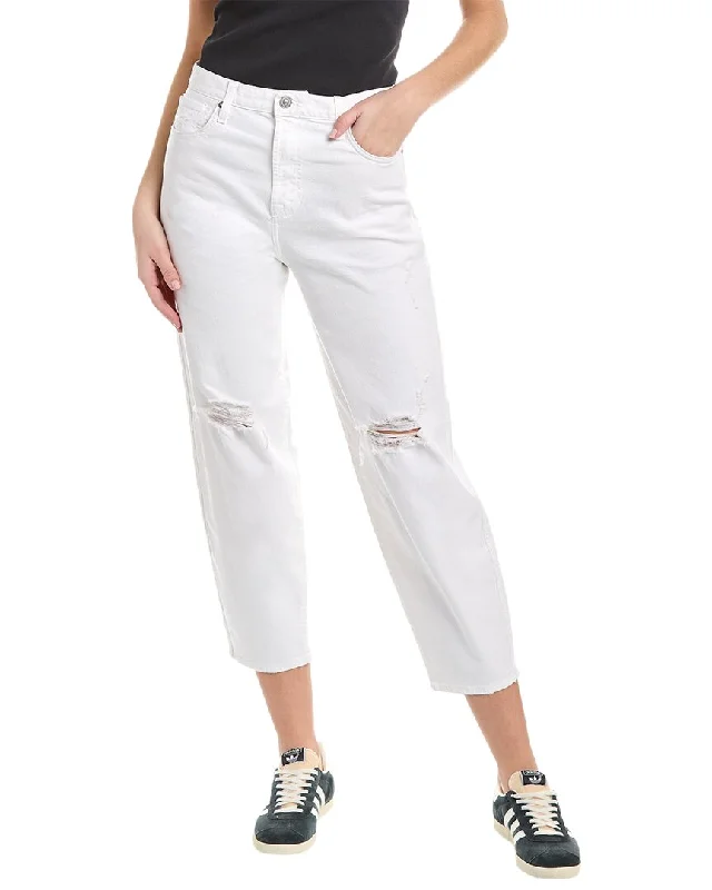 Casual tight trousers for women with comfy waistband and minimalistic style -7 For All Mankind White Balloon Jean