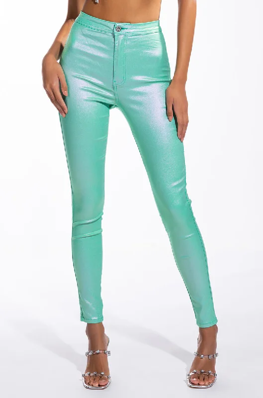 BORN TO SHINE METALLIC SKINNY PANTS