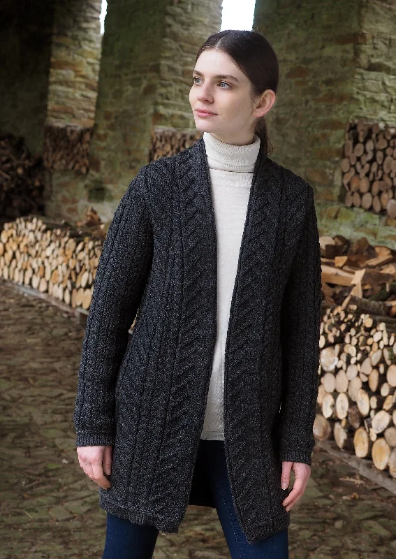 Fleece jacket with zip - off sleeves for versatile layering -Aran Crafts Bandon Coat | Charcoal