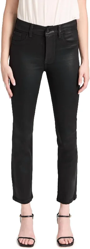 High-rise tight trousers for women with side zippers for easy styling -Mara Straight Mid Rise Instasculpt Ankle Jeans In Black