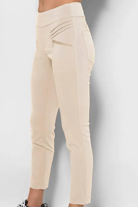 Elegant tight trousers for women with sleek design and tailored for a perfect fit -Fab Fit Pant In Tan