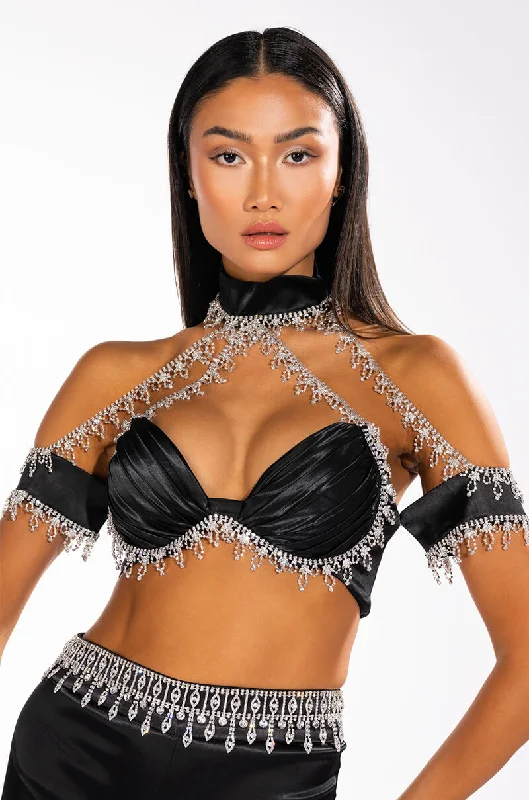 DRENCHED IN DIAMONDS SATIN BRA TOP