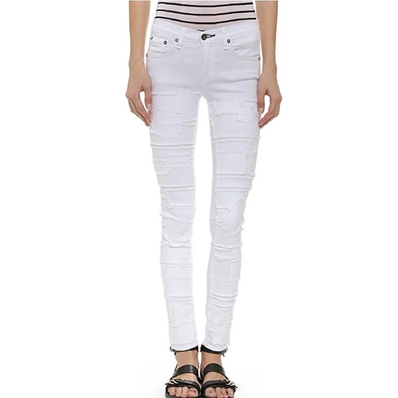 Tailored tight trousers for men with sharp crease and polished look -Torn Skinny Jean In White