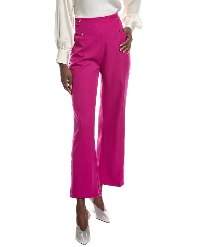 Tapered tight trousers for women with ankle-length fit and minimalist style -Gracia Button Front Slack