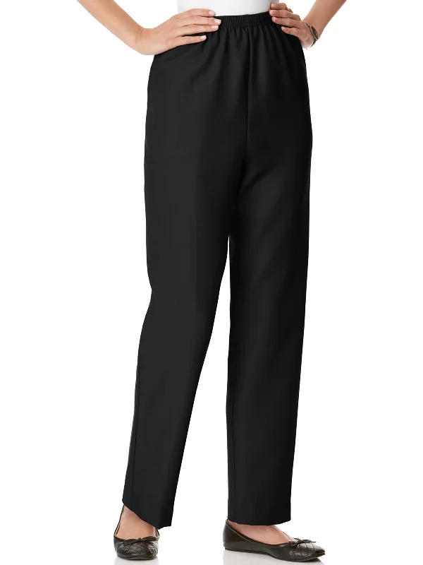 Sleek tight trousers for men with black color and slim, sharp cut -Petites Womens Knit Pull On Pants