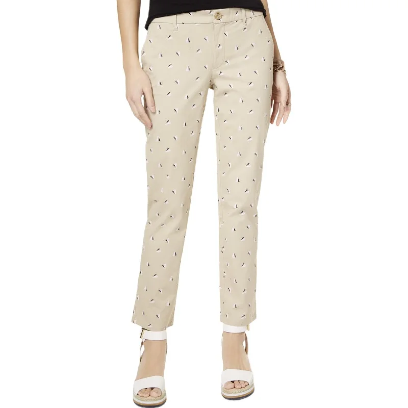 Stretchy knit tight trousers for women with soft fabric and relaxed fit -Hampton Womens Slim Fit Printed Chino Pants