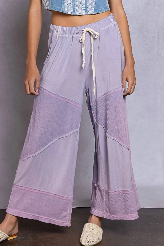 Color-block tight trousers for women with bold contrasts and modern flair -Contrast Knit Culottes In Dusty Lilac