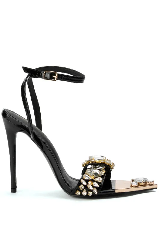 AZALEA WANG TILLY RHINESTONE STILETTO SANDAL IN BLACK