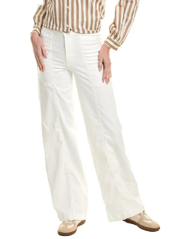 Tight office trousers for women with professional cut and flattering fit -FRAME Denim Braided Waistband Wide Leg Pant