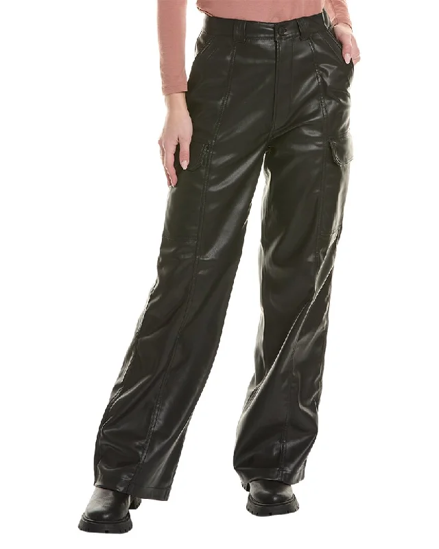 Retro-inspired tight trousers for men with a high-waisted fit and 80s vibe -HUDSON Jeans Black High-Rise Wide Leg Jean