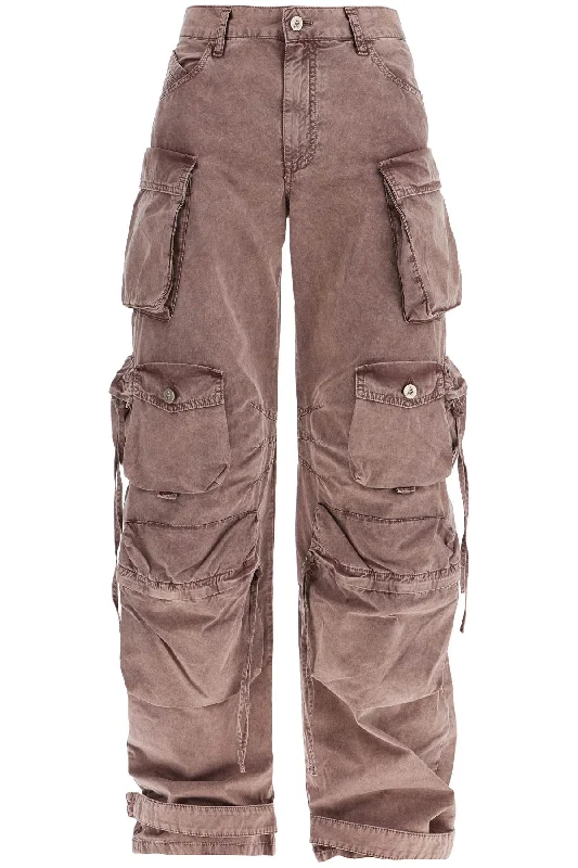 Skinny tight trousers for women with ankle-length and flattering cut -The Attico Women's High-Waisted Wide-Leg Cargo Pants Washed Mauve