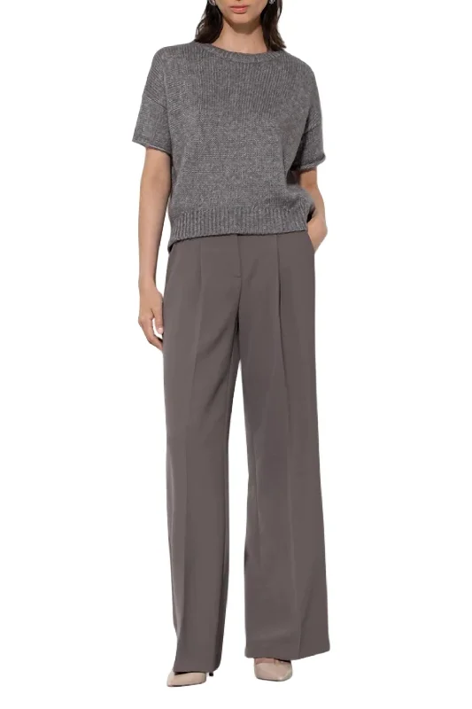 Smart casual tight trousers for women with cuffed ankle and tailored design -Wide Leg Trouser In Taupe