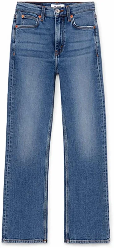 Retro-inspired tight trousers for men with a high-waisted fit and 80s vibe -Women Mid 70S Crop Boot Cut Jeans In Blue