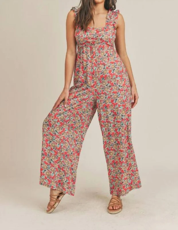 Stretchy tight trousers for women with soft fabric and flexible fit -Floral Jumpsuit In Bright Floral