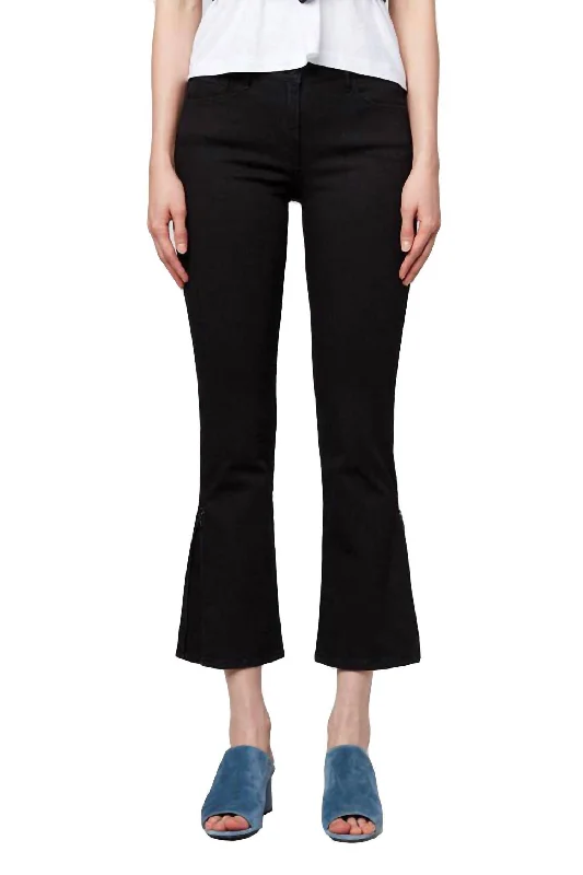 Black tight trousers for women with sleek design and versatile styling options -W25 Midway Gusset Zipper Stretch Jeans In Black