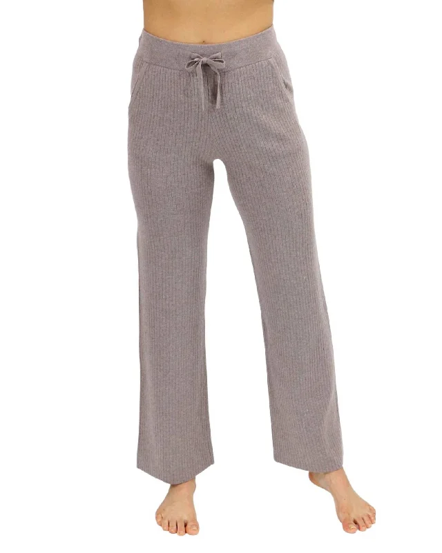 High-rise tight trousers for women with side zippers for easy styling -Classic & Cozy Ribbed Sweater Pants In Almondine