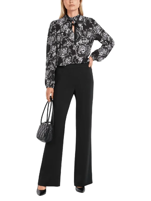 Tight trousers for women with side slits and ankle-length design for chic style -Flared Leg Trouser In Black