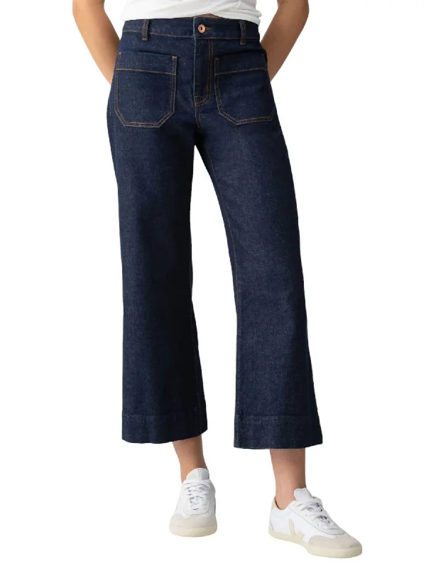 Stretchy knit tight trousers for women with soft fabric and relaxed fit -Marine Denim Pants In Magnetic