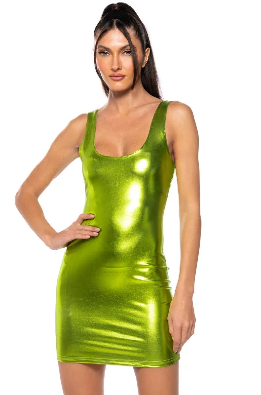 Silk Mini Dresses for Soft Touch -LUNA METALLIC MINI DRESS