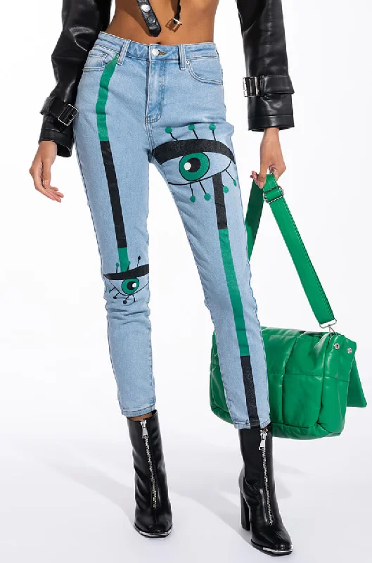 KEEP AN EYE ON ME PAINTED HIGH WAISTED SKINNY JEAN