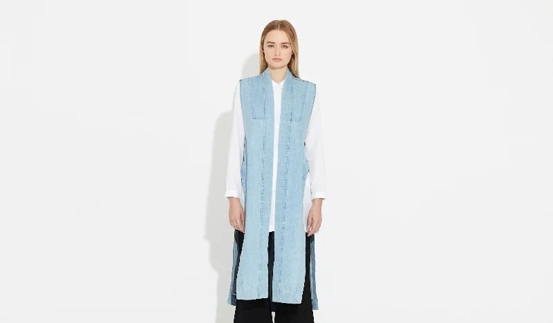 Quilted jacket with water - resistant coating for snowy conditions -Janna | Powder-Blue - Longline Wastecoat