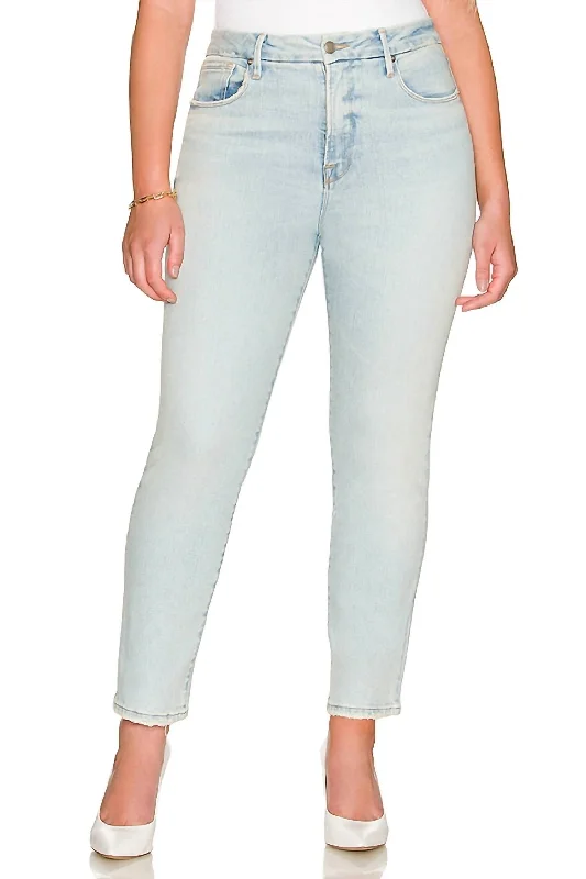 High-rise tight trousers for women with pleated front and classic look -Classic Fray Hem High Waist Skinny Jeans In Indigo038