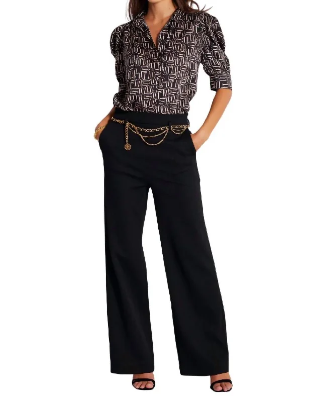 Tight trousers for women with pockets and slim silhouette for practical fashion -Lara Wide Leg Trouser In Black