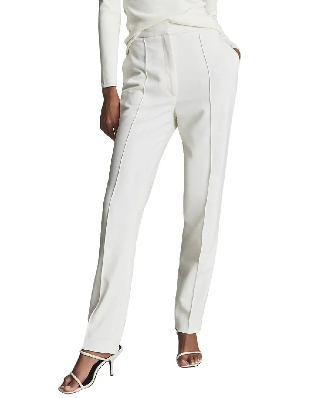 Loose-fit tight trousers for women with high waist and casual, comfortable style -Reiss Devon Tux Detail Trouser