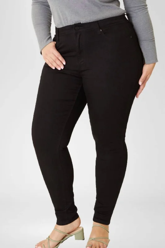 Straight-leg tight trousers for men with sharp crease and streamlined design -Plus High Rise Skinny Jeans In Black