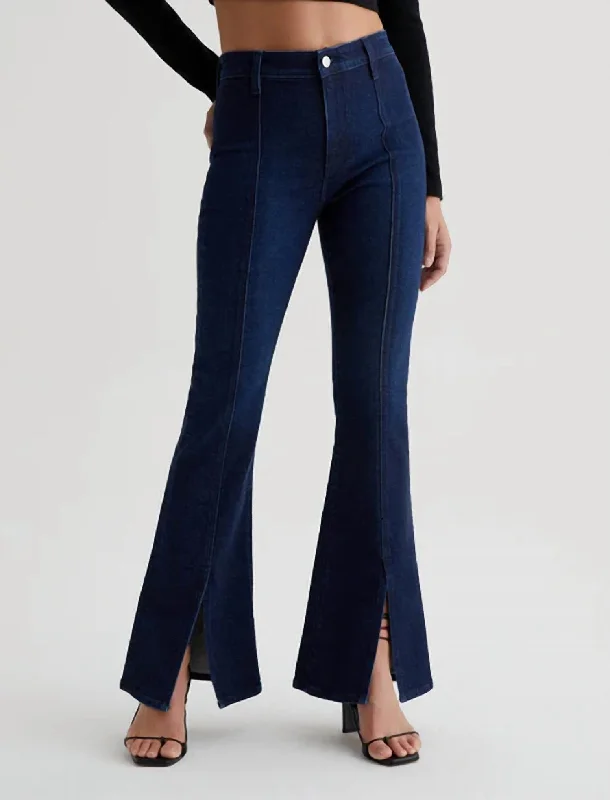 Stretch denim tight trousers for women with flexibility and stylish design -Anisten Emrata X Ag High-Rise Bootcut In Subway