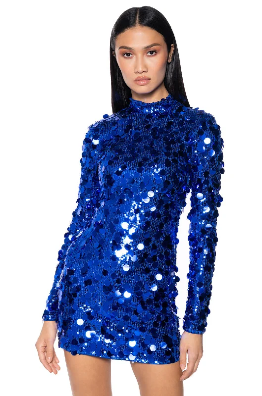 Mini Dresses for Party Nights -ALWAYS FULL GLAM SEQUIN MINI DRESS