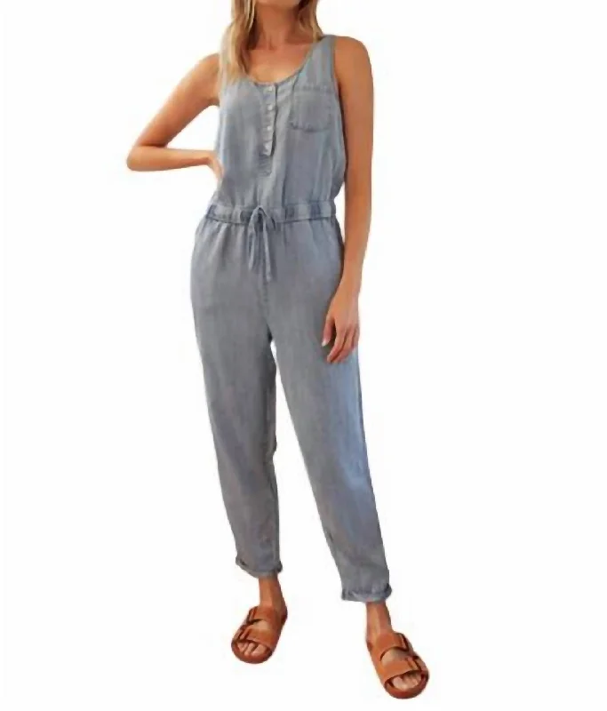 Soft stretch tight trousers for men with comfortable waistband for all-day wear -Faith Flower Jumpsuit In Ada Wash