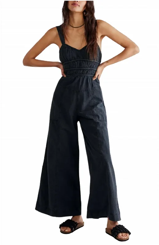 Tailored tight trousers for men with sharp crease and polished look -After All Ruched Wide Leg Jumpsuit In Black