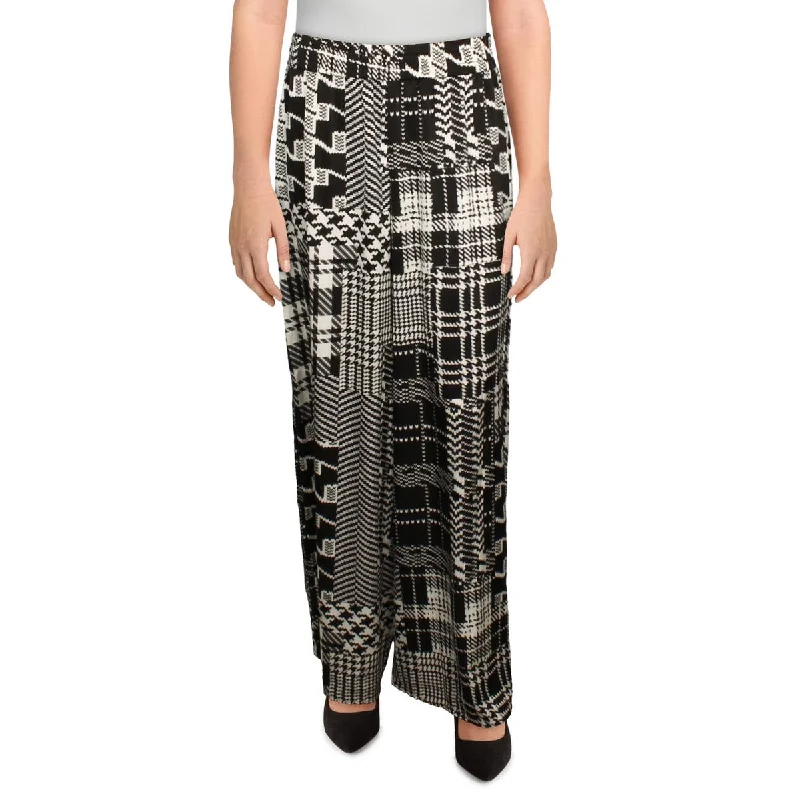 Designer tight trousers for women with unique stitching and high-fashion appeal -Womens Aztec Print Gathered Waistline Palazzo Pants