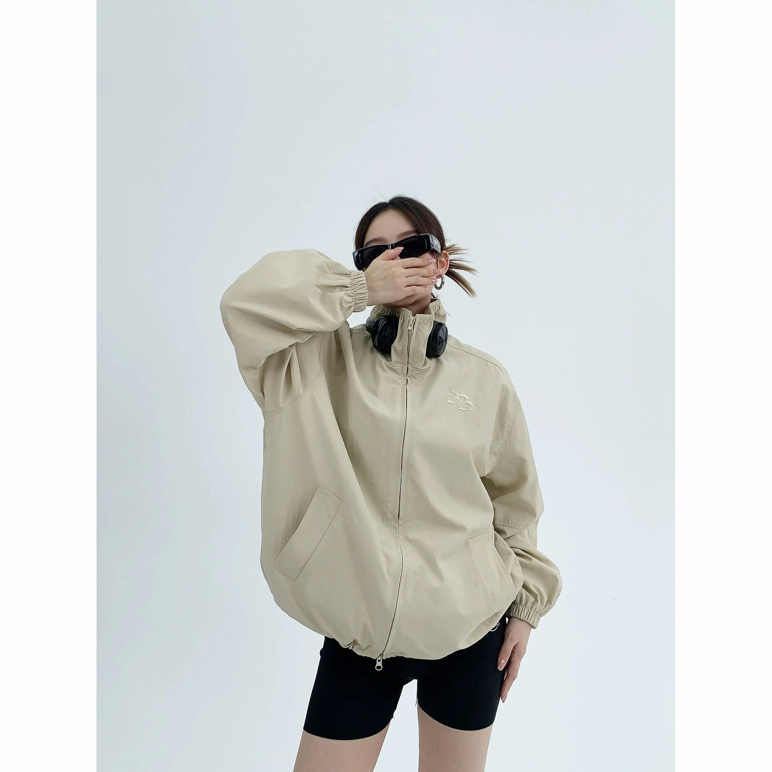 Shearling - lined suede jacket for rustic outdoor adventures -Oversized Lightweight Windbreaker Coat