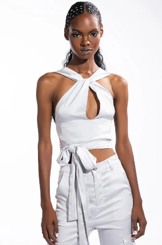 FIASCO SATIN HALTER CROP TOP