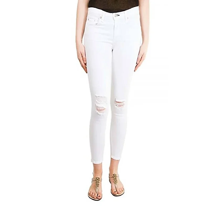 Stylish tight trousers for men with tapered leg and contemporary look -Skinny Crop Jean In White