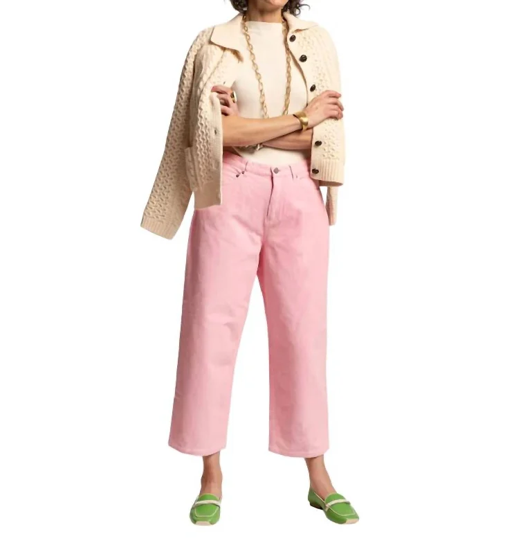 Classic tight trousers for men with slim fit and professional appearance -Jane Corduroy Straight Pant In Pink