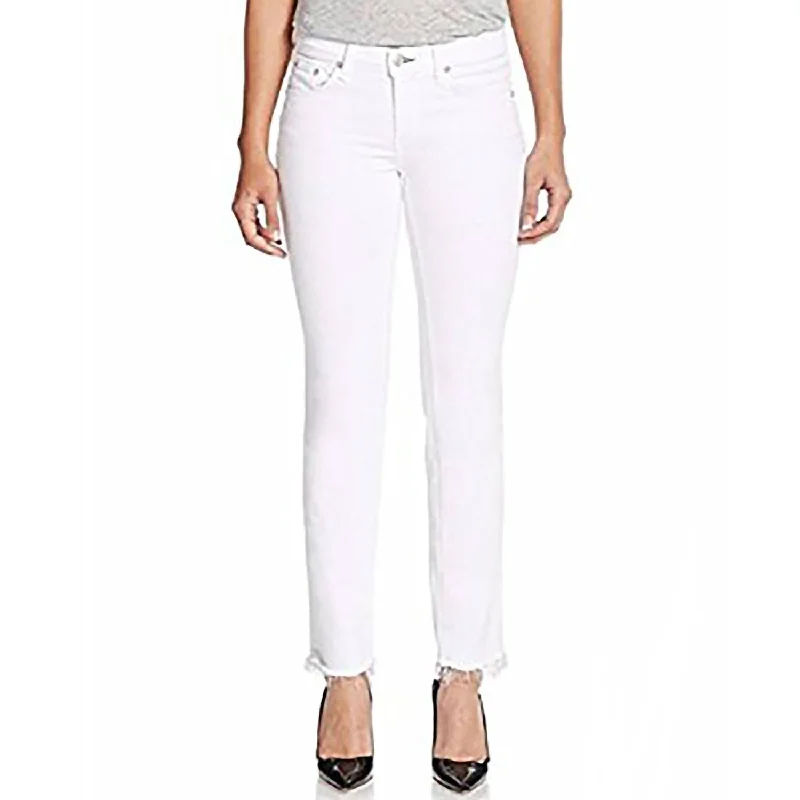 Wool blend tight trousers for women with soft, breathable fabric for year-round wear -Women Rebel Boyfriend Jeans In Aged Bright White