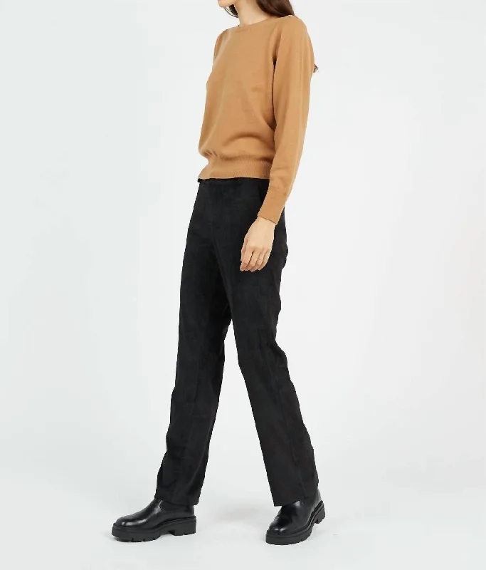 High-waisted tight trousers for women with belt loops for added style -Pictora Corduroy Pants In Black