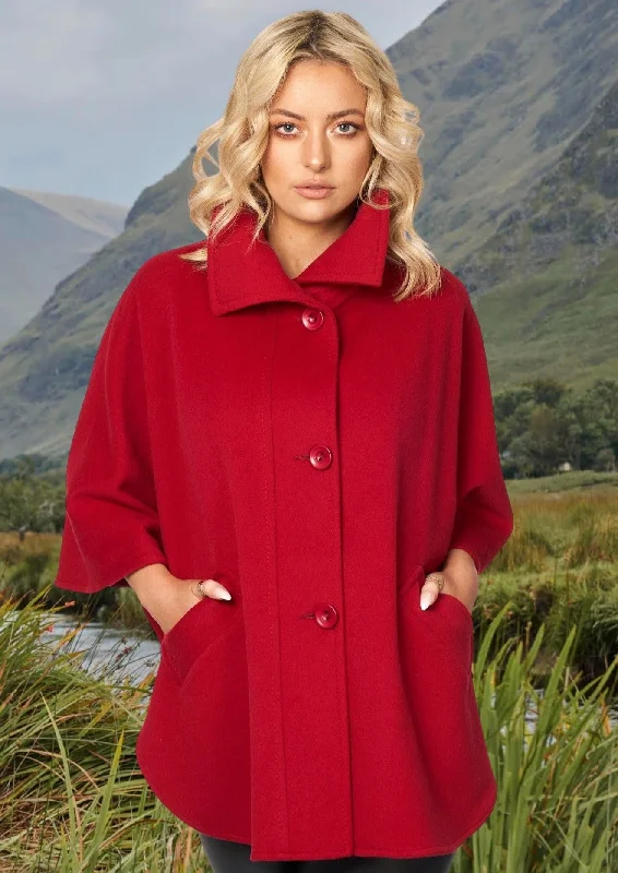 Quilted nylon jacket with thermal lining for freezing temperatures -Jimmy Hourihan Red Hip Length Coat